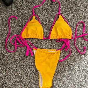 pink and yellow bikini set - small